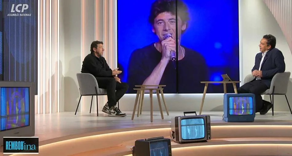 Patrick Bruel sur le plateau de Rembob’Ina avec Patrick Cohen