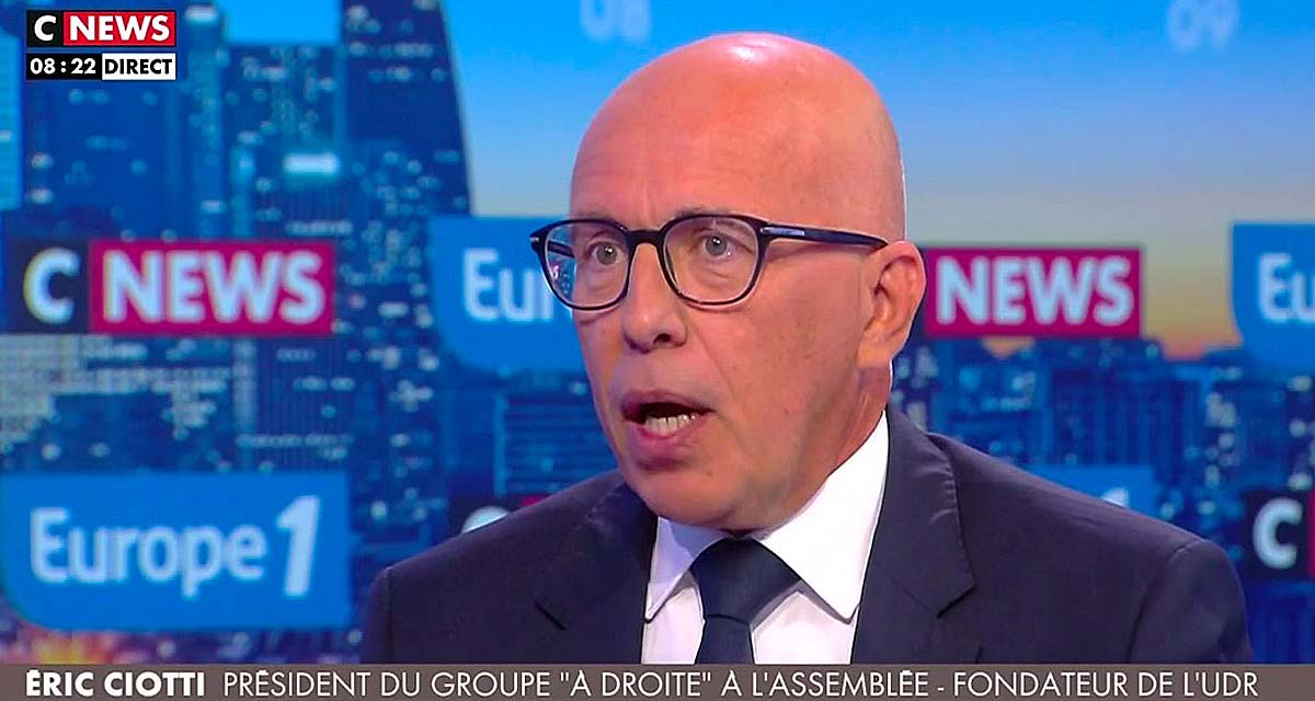 Eric Ciotti dénonce une grave erreur en direct sur CNews